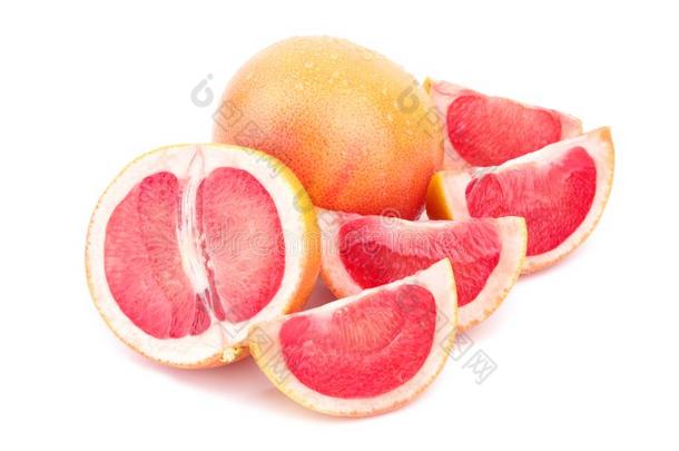 部分关于成熟的和多汁的葡萄柚和全部的葡萄柚满的关于