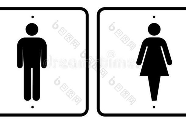 隔离的男人女人公用厕所符号