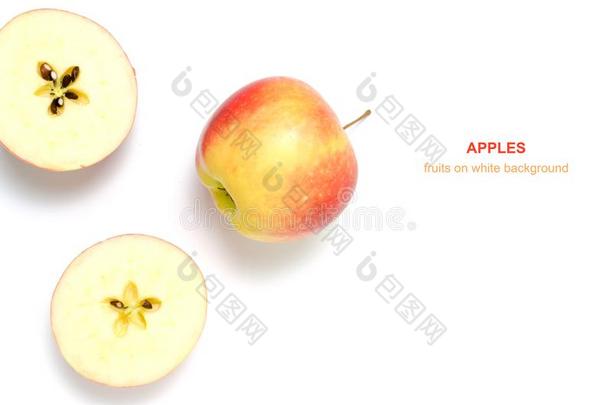 苹果向白色的背景.维生素采用成果.