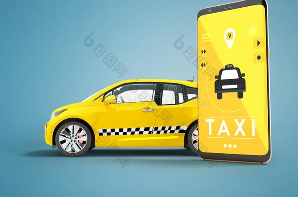 现代的观念关于出租车呼喊一电的汽车和一sm一rtphone