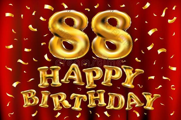 矢量幸福的生日88Thail和泰国庆祝金气球和金en