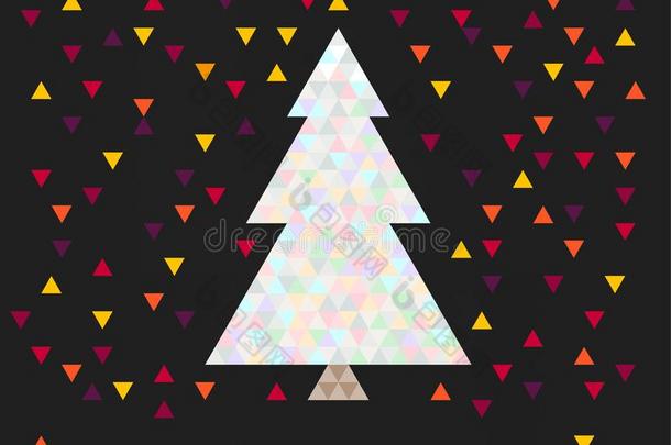 圣诞节招呼卡片,三角形树在夜和魔法颜色