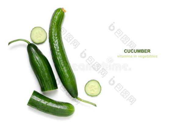 绿色的黄瓜向白色的背景.蔬菜和维生素.