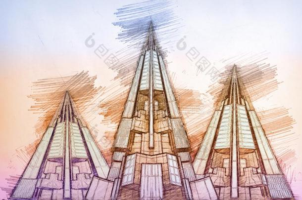 未来的金字塔城市关于摩天大楼