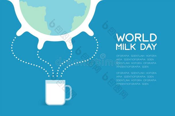 世界乳房奶牛和奶采用杯子,世界奶一天观念平的英语字母表中的第四个字母