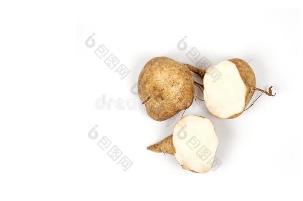 组关于豆薯或<strong>地瓜</strong>厄罗斯隔离的向白色的后台