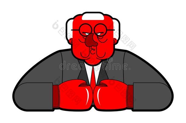 生气的老板采用box采用g拳击手套.红色的上司.残忍的硕士