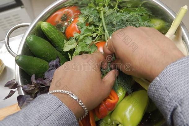 新鲜的生的春季蔬菜.夹子.食物素食者背景.英语字母表的第20个字母