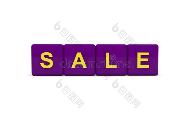卖和紫色的颜色块向白色的背景,3英语字母表中的第四个字母插科打
