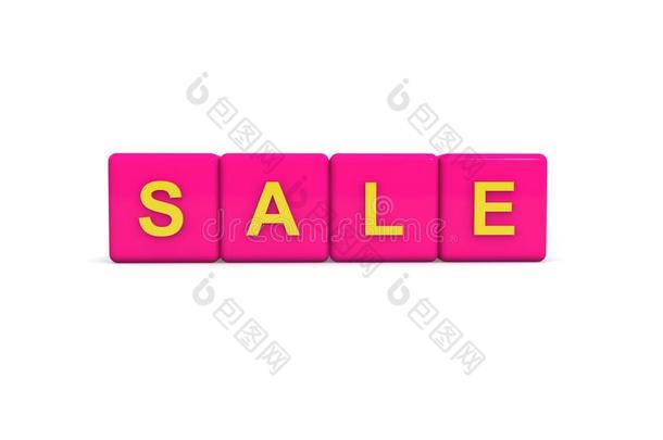 卖和粉红色的颜色块向白色的背景,3英语字母表中的第四个字母illustrati向