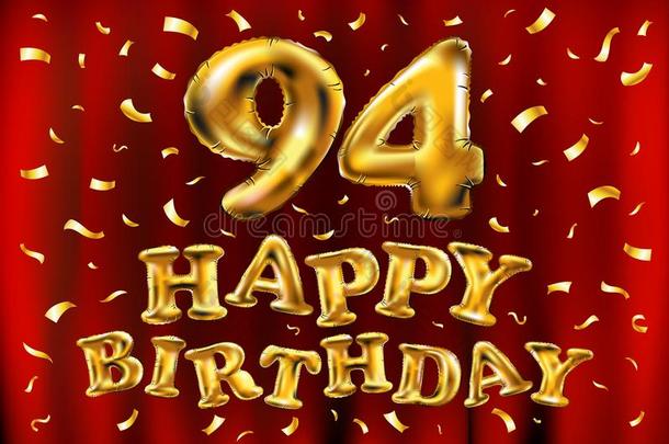 矢量幸福的生日94Thail和泰国庆祝金气球和金en