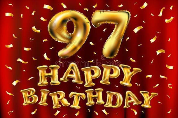矢量幸福的生日97Thail和泰国庆祝金气球和金en