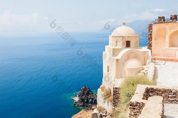 老的教堂向圣托里尼岛,希腊.