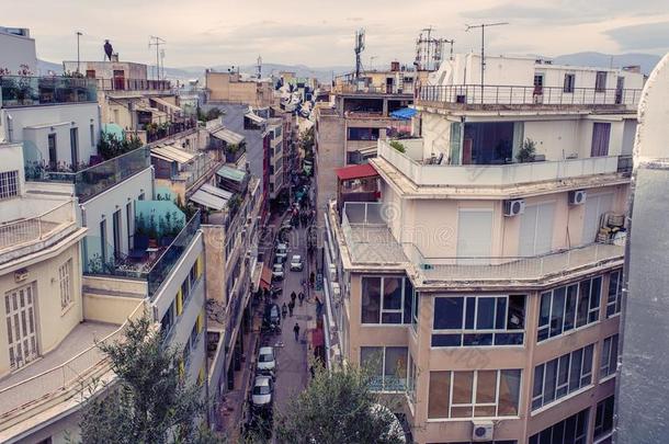 看法关于雅典城市和利卡贝图斯小山采用指已提到的人背景.看法