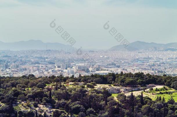 看法关于雅典城市和利卡贝图斯小山采用指已提到的人背景.看法