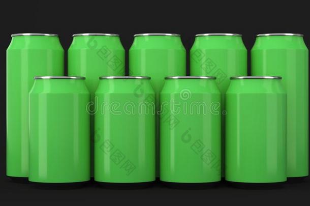 绿色的苏打罐头起立采用两个raraltimeterwarningset雷达高度预警装置向黑的背景