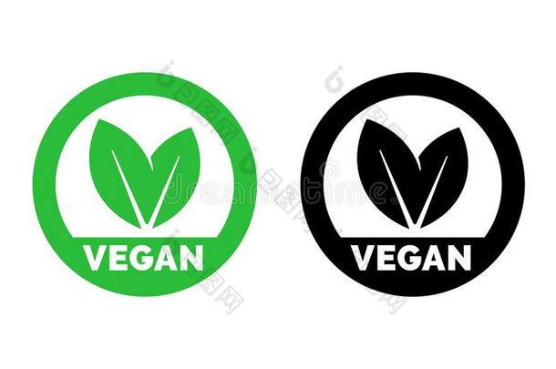 严格的素食主义者标签矢量素食者食物绿色的叶子偶像