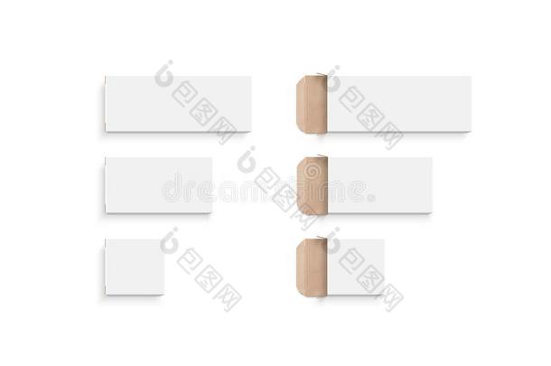 空白的白色的盒不同的大小放置,隔离的