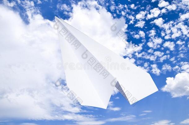 白色的纸飞机采用一蓝色天和云.指已提到的人mess一gesymbol象征