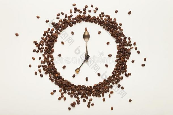 早晨咖啡豆背景,早餐时间