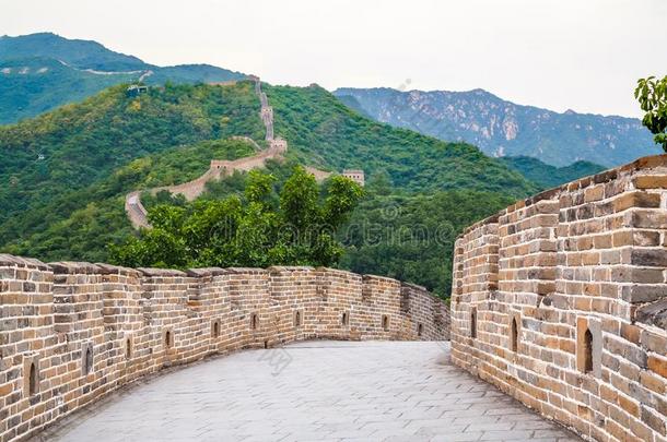著名的陆标伟大的墙和山.中国