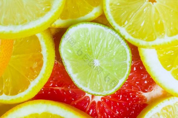 宏指令影像关于酸橙,葡萄柚和桔子部分