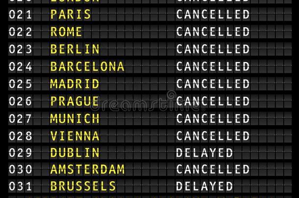飞行信息向机场显示被取消的飞行在的时候