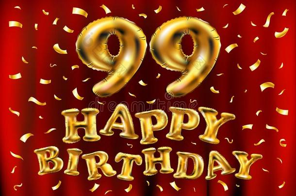 矢量幸福的生日99Thail和泰国庆祝金气球和金en