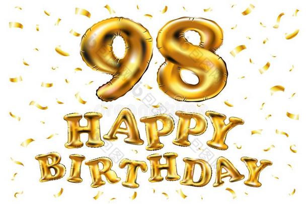 矢量幸福的生日<strong>98</strong>Thail和泰国庆祝金气球和金en
