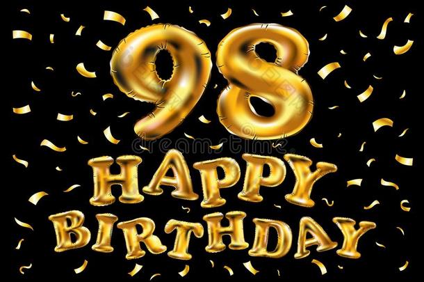 矢量幸福的生日98Thail和泰国庆祝金气球和金en