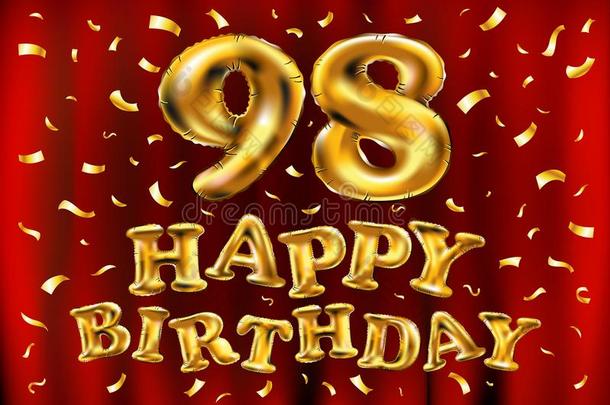 矢量幸福的生日<strong>98</strong>Thail和泰国庆祝金气球和金en