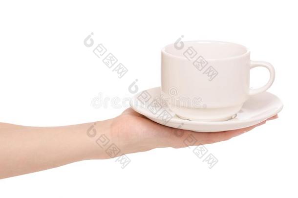 白色的杯子和茶杯托采用h和s
