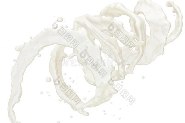 奶或酸奶溅起和小滴隔离的.3英语字母表中的第四个字母说明