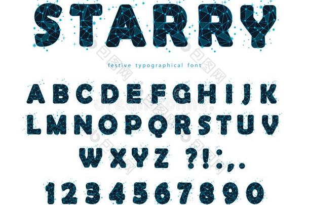 布满星星的现代的字体.抽象的多角形的文学和算术和