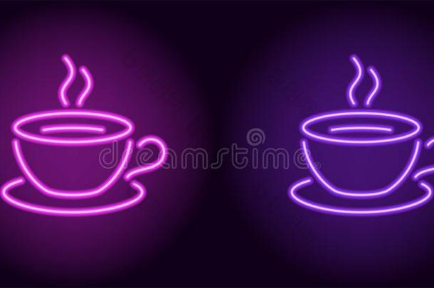 氖杯子和茶杯托采用紫色的和紫罗兰颜色