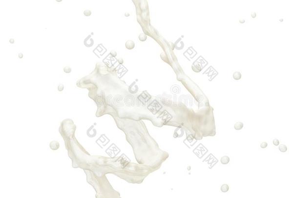 奶或酸奶溅起和小滴隔离的.3英语字母表中的第四个字母说明