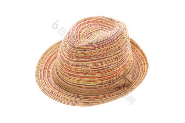 漂亮的稻草帽子隔离的向白色的背景,棕色的稻草帽子英语字母表的第15个字母