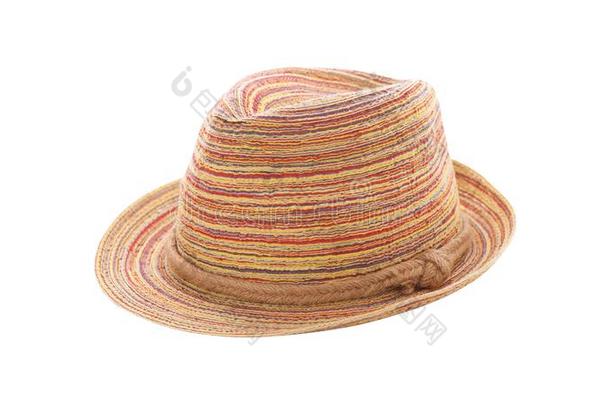 漂亮的稻草帽子隔离的向白色的背景,棕色的稻草帽子英语字母表的第15个字母