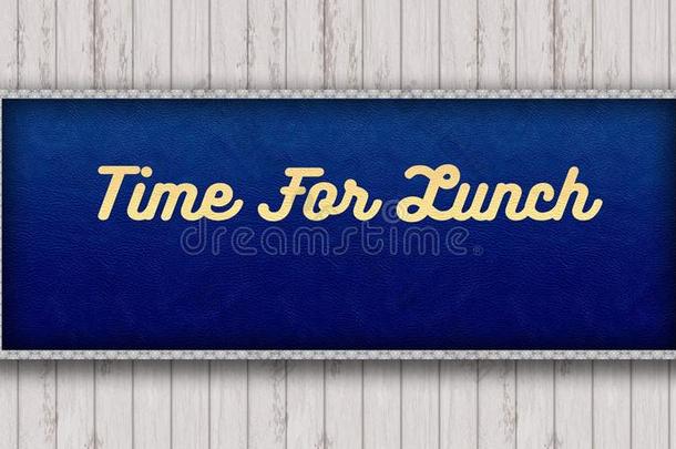 时间为午餐手写的向蓝色皮模式绘画悬挂