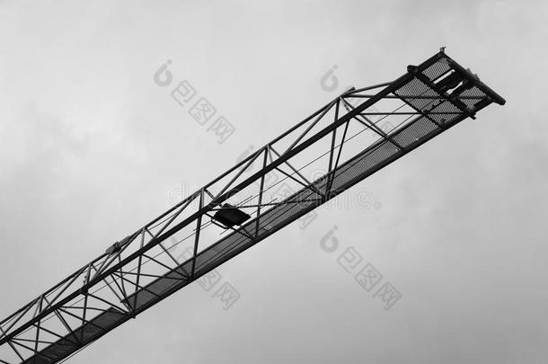 黑的和白色的影像关于<strong>塔吊</strong>车轮廓建筑物机智