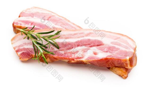 一件关于生的猪肉猪油向白色的背景.