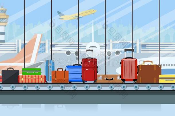 机场运送者腰带和乘客行李袋