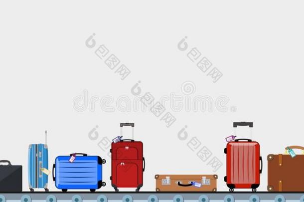 机场运送者腰带和乘客行李袋