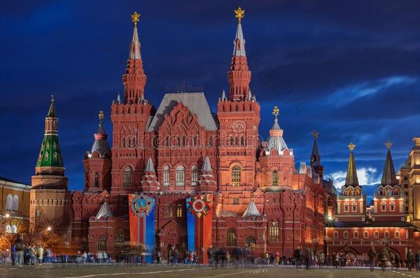 国家<strong>历史</strong>的博物馆向<strong>红色</strong>的正方形采用莫斯科.俄罗斯帝国