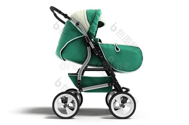现代的婴儿散步者黑暗的绿色的春季秋冬绿色的前面