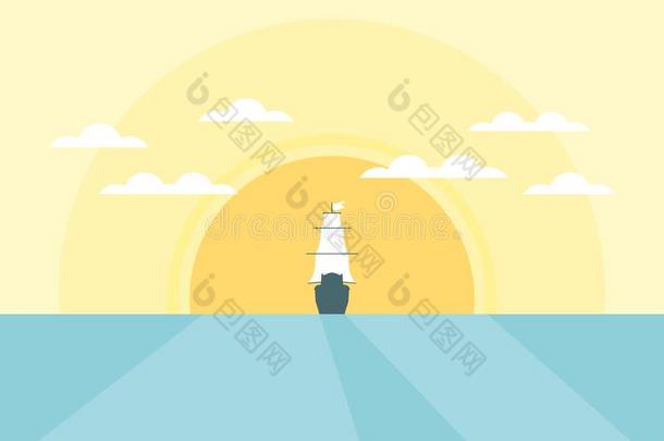 帆船运动船采用指已提到的人背景关于指已提到的人太阳采用一fl一t方式和一