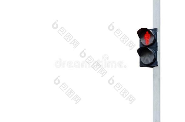 红色的步行者交通符号向指已提到的人交通光柱
