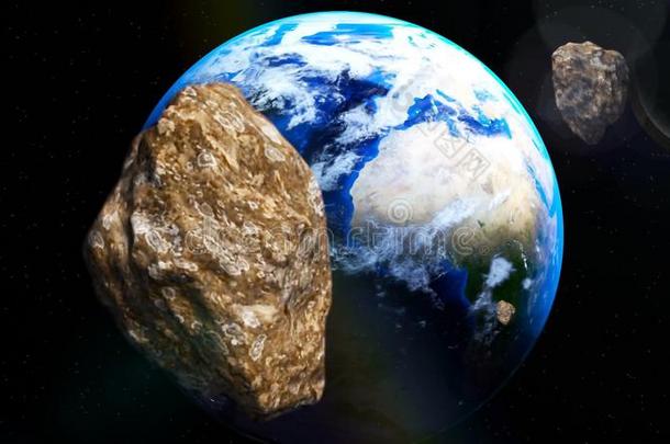 小行星即将到来的关向地球从深的空间