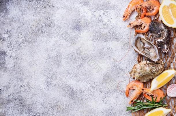 虾和牡蛎.海产食品观念