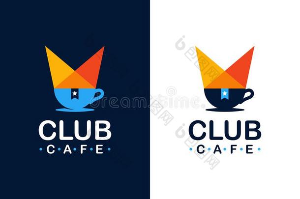 现代的专业的标识咖啡豆俱乐部采用桔子和蓝色主题